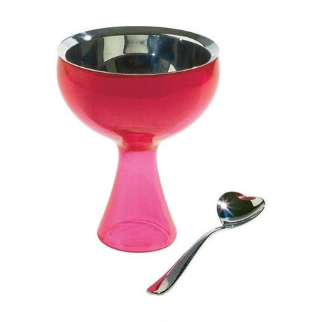 Picture of Alessi, Big Love, ice cream bowl and long spoon, pink set, Miriam Mirri, 2002