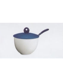 Picture of Guzzini, Feeling sugar bowl with spoon, white and deep blue, by  Queensberry Hunt Levien