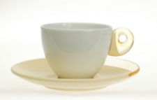 Picture of Guzzini, Feeling Mocha Cup and Saucer, white and yellow, by  Queensberry Hunt Levien, set of 6