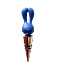 Picture of SKS Design, Bottle Bunny bottle stopper, steel and blue resin, J. Hansen and F. Person